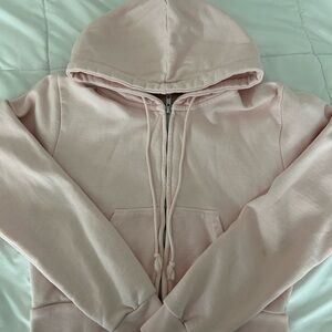 Brandy Melville Cropped Light Pink Crystal Hoodie